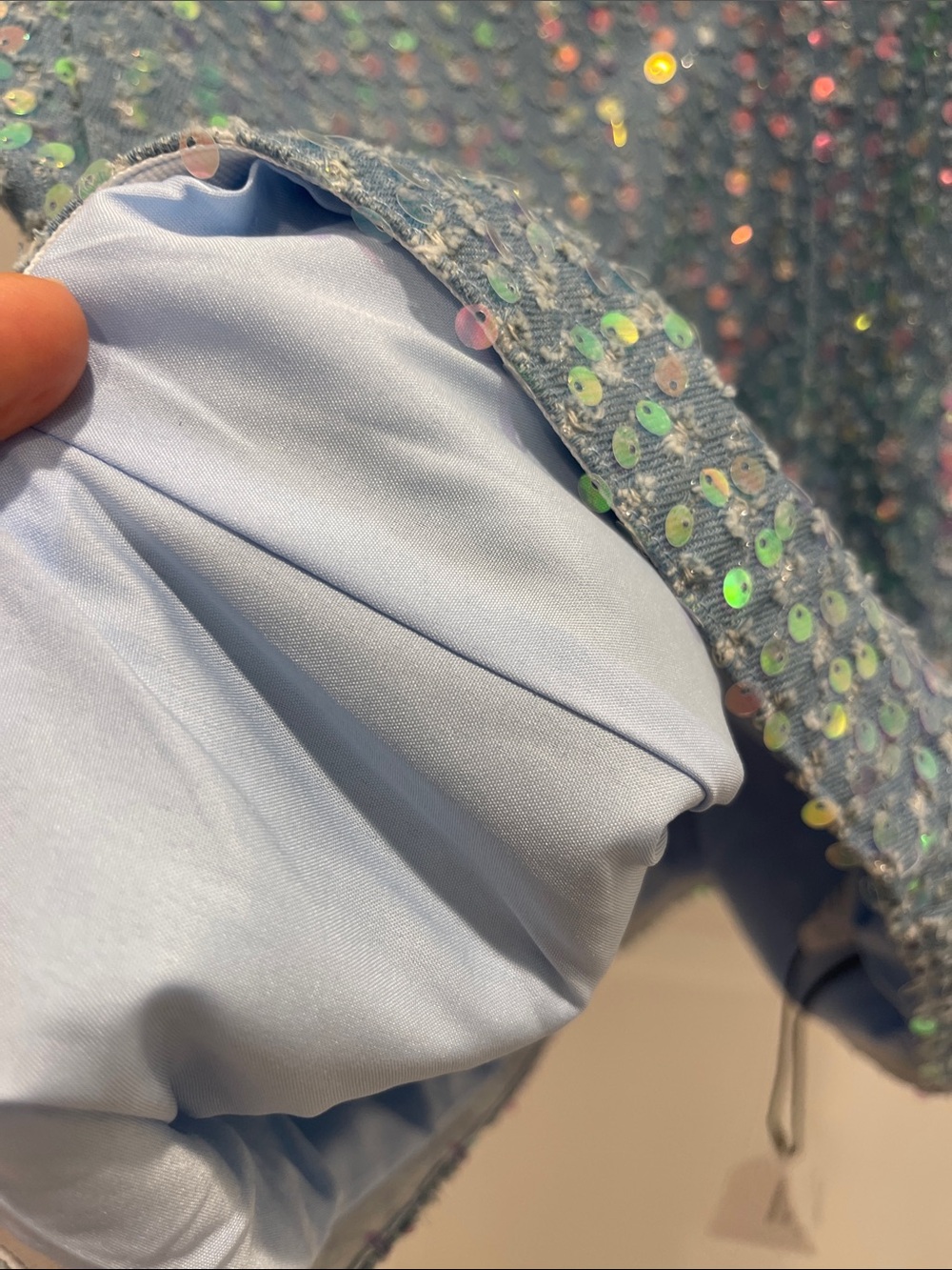 Superdown Iridescent Sequin Strapless Mini Dress in Blue - Picture 5 of 5